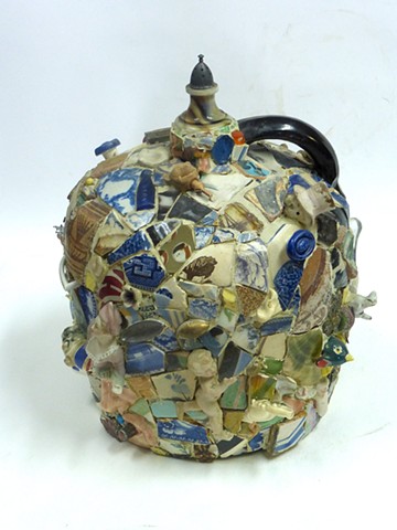 Michael Thompson Chicago artist, Memory Jug, mosaic, collage, porcelain,