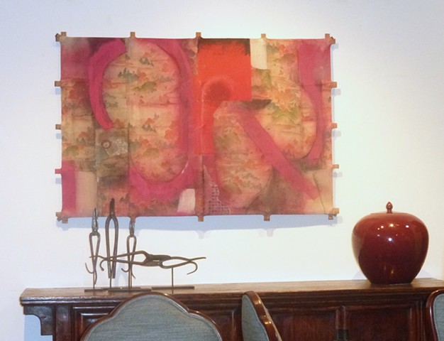 michael Thompson Chicago artist, decorative kite, kite, kite painting, collage