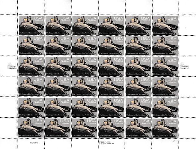 Michael Thompson Chicago artist, fake postage stamps, artiststamps, Trump postage stamp, art stamps