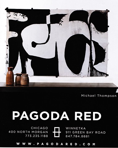 michael Thompson Chicago artist, decorative kite, kite, opening invitation to Pagoda Red, kite painting