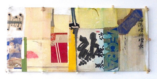 Michael Thompson, Chicago artist, decorative kite, kite, kite painting, collage, 