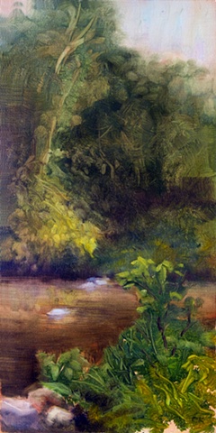 plein air, keene park, westport, oil, brook, afternoon