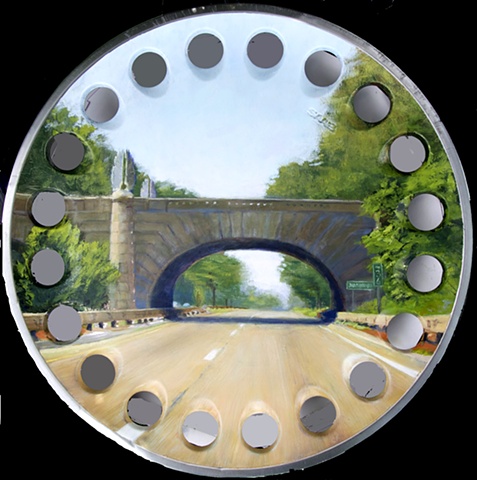 James Farm Bridge on 1989 Saab Hubcap -
  sold/commissioned
