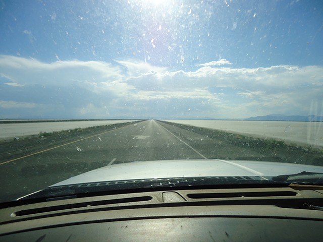 Driving across the Salt Flats