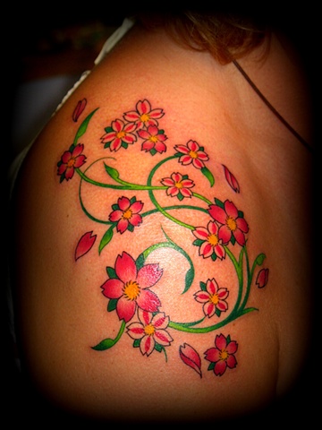 cherry blossom tattoo, marion ohio tattoo