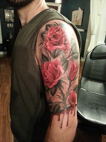 Black and Red  Rose design