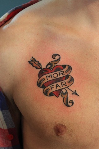 heart tattoo mom dad mor far arrow chest love tats ink inked tattoos tattooed jacek minkowski uglystyle hellabeast