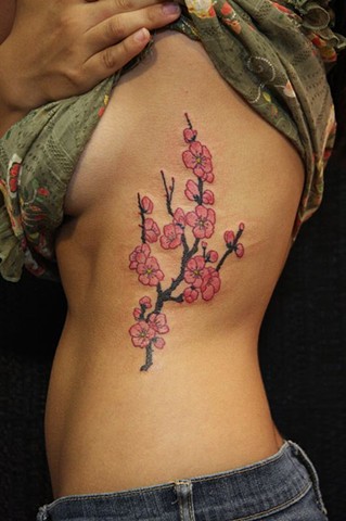 Cherry blossom tattoo traditional tattoos tats ink ribs ribcage uglystyle hellabeast jacek minkowski