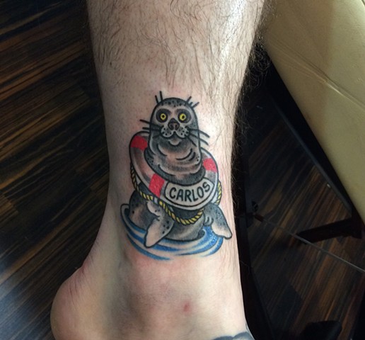 seal lifesaver tattoo traditional tattoos ink uglystyle hellabeast jacek minkowski tattooer tattooing