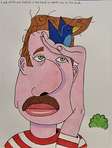 A red, white and bluebird