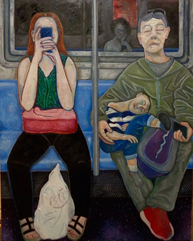 This is the third of a series I did of people commuting on subway trains.