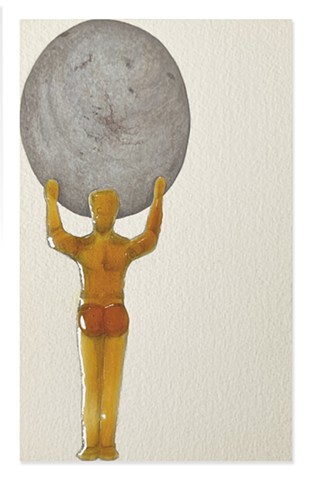 Plastic Man holding Rock