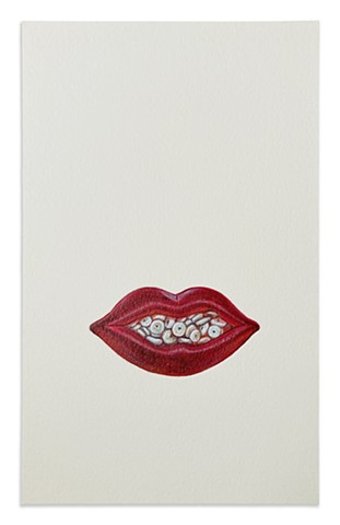 Red Lips with Shell Beads 