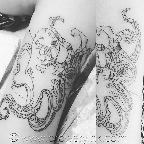 geometric octopus tattoo