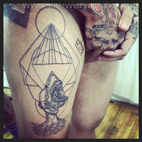 shark geometric tattoo