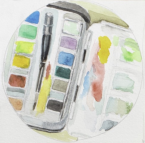Day 12, Watercolors with brush