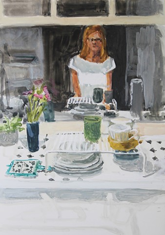 Kari Dunham, 40 Days Forty Sacraments, Day 9, gouache painting