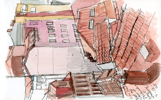 Day 5 after walking. Roof top view of Pontevedra.