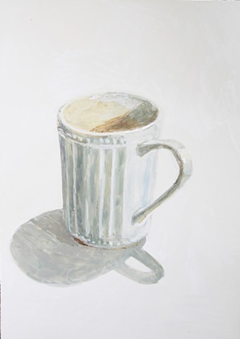 Kari Dunham, 40 Days Forty Sacraments, Day 6, gouache painting white mug