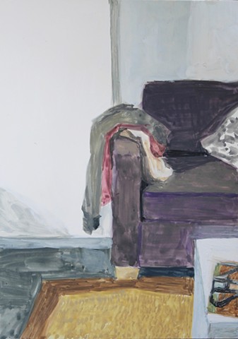 Kari Dunham, 40 Days Forty Sacraments, Day 7, gouache painting interior