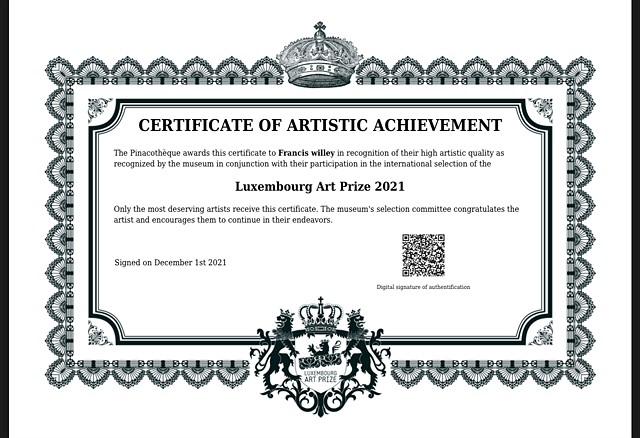 Luxembourg art certificate of achievement 