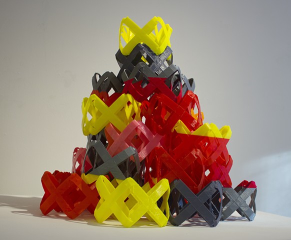 PLA, 3-d printed, xes, Holly Holmes, stacked x, tower