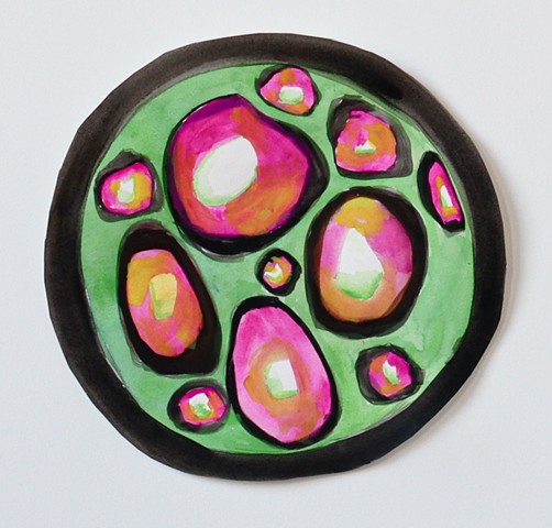 #microscope, #watercolor, HollyHolmes, #painting, Findings, Artist, #Artist, #ChicagoArtist, FemaleArtist, bertgreenGallery, #fineart, #bubble, #PinkArt