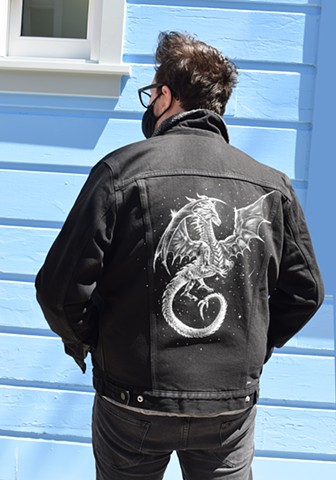 Hand Painted Dragon Design Jacket