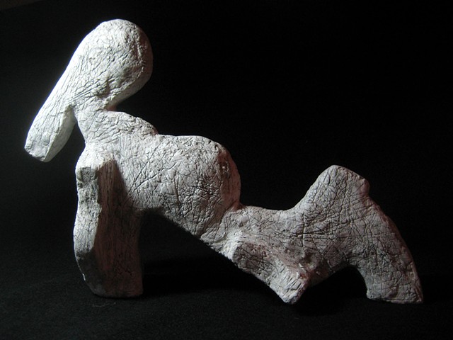 Plaster and graphite abstract sculpture