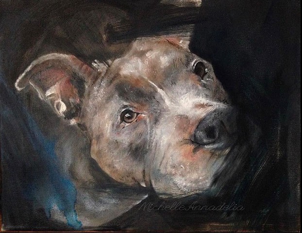 "A Dog Named Brad Pit" Oil Paint on Canvas