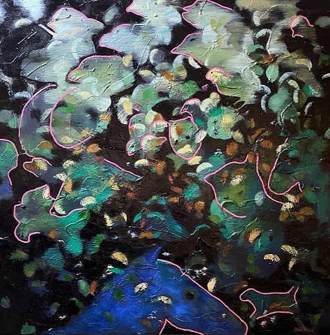 surreal abstract with blue horse
