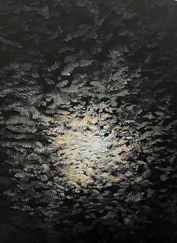 Oil on canvas abstract art full moon over savannah skies joel barr savannah artist