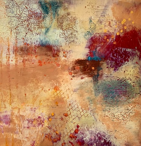 Oil painting using cold wax medium. Abstract contemporary art, texture, pattern