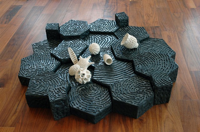 diatoms and thumbprints ceramic sculpture by Ana England