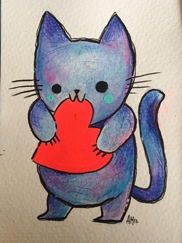 Kitty,love, card art, kawaii,
