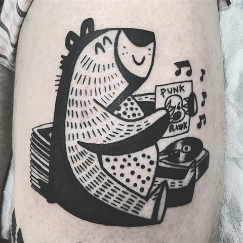 Rocking bear,kawaii tattoo