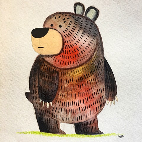 Bear, kawaii,watercolor,painting