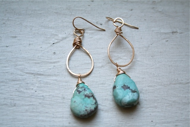 Sun Drop earring with turquoise drop