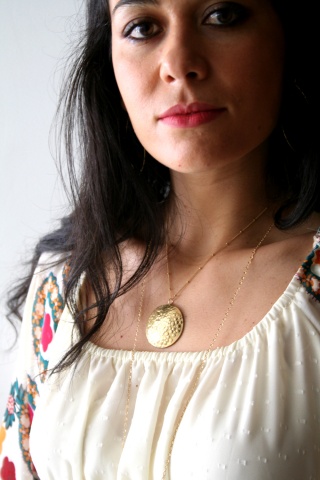 Marissa wearing the Full Moon Necklace