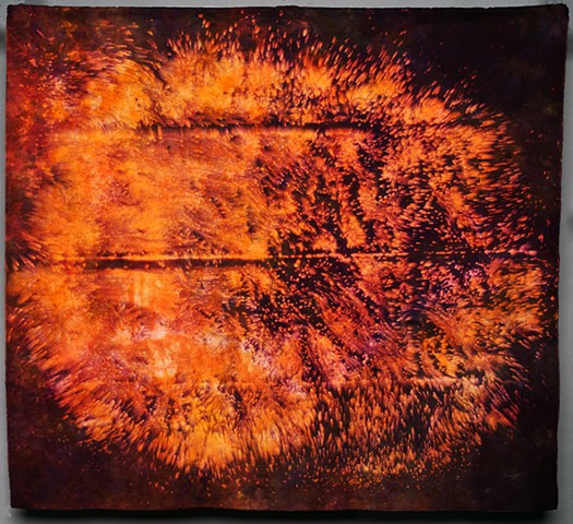 Art Cloth,  discharged, over dyed and hand dyed cloth