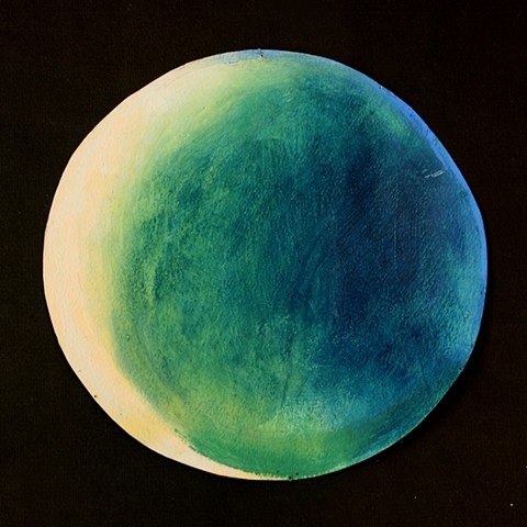 Waning Crescent Moon, Prussian Blue