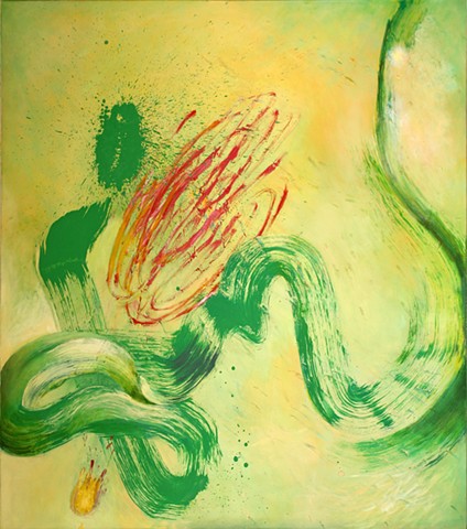 gestural abstraction  green dragon by Jess Beyler