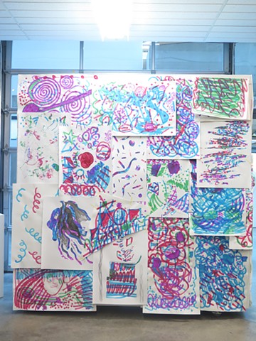 installation with work from BFF draw-a-thon, Kamloops Art Gallery (Canada)