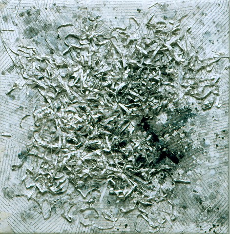 Gathered, 2002. Acrylic and paper on canvas.