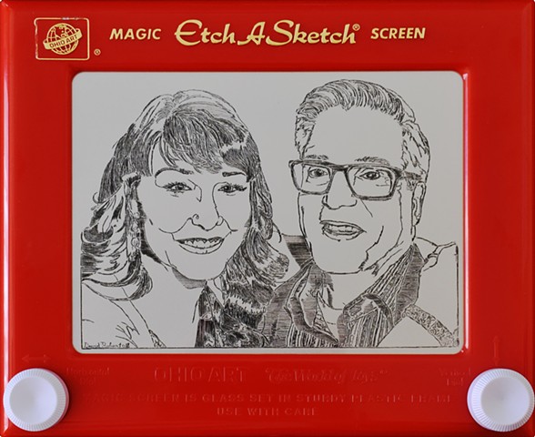 Heidi and Mike Etch A Sketch Portrait