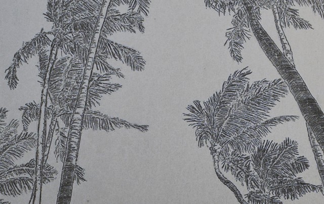 Swaying Palm Trees Hawaii detail Etch A Sketch Art by David Roberts