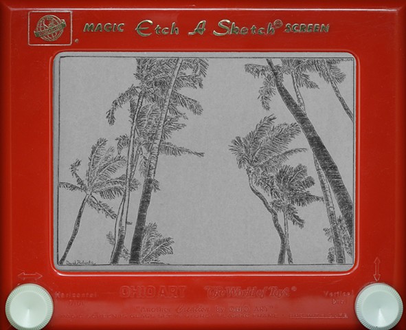 Swaying Palm Trees Hawaii Etch A Sketch Art by David Roberts