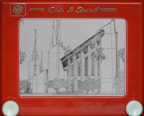 Las Vegas LDS Mormon Temple Etch A Sketch Art by David Roberts
