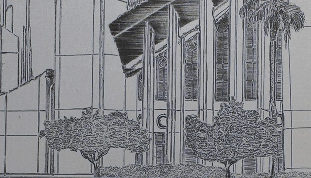 Las Vegas LDS Mormon Temple detail Etch A Sketch Art by David Roberts