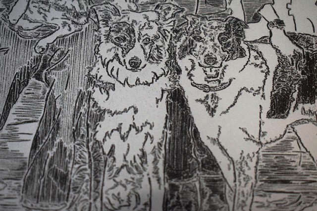 Etch A Sketch Family Portrait- Dogs (Detail)